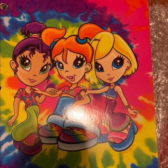 this is a vintage lisa Frank Vintage rare 1990 3 GIRL POWER 2 pocket folder W/NB - Picture 9 of 11